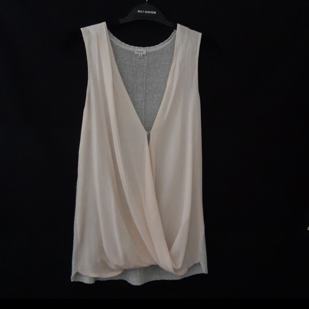 Babaton Draped Silk & Linen Blend Blouse